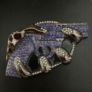 Purple gun rhinestone belt buckle